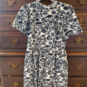 Michael Kors Black and White Floral Long Sleeve Dress